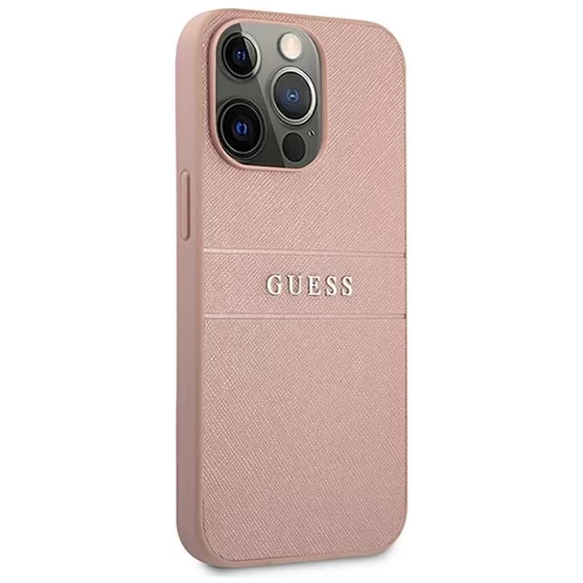 Чохол Guess Saffiano Stripe для iPhone 13 Pro Pink (GUHCP13LPSASBPI)