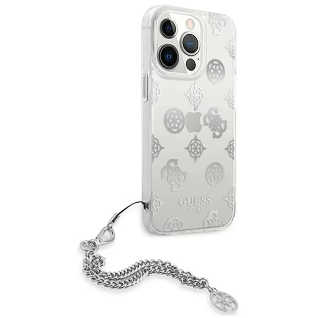Чехол Guess Peony Chain Collection для iPhone 13 Pro Silver (GUHCP13LKSPESI)