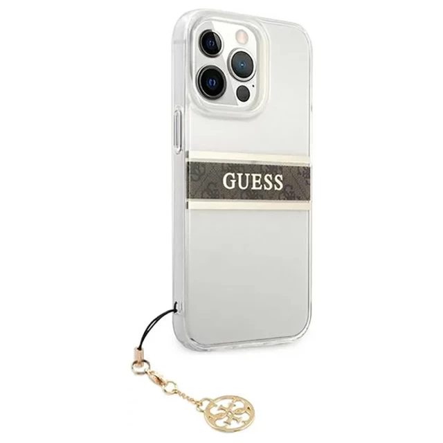 Чохол Guess Brown Strap Charm для iPhone 13 Pro Transparent (GUHCP13LKB4GBR)