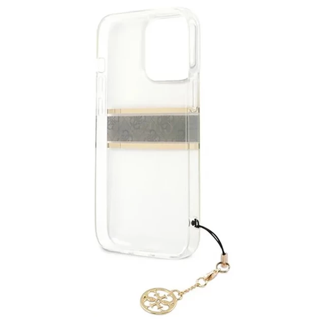 Чохол Guess Brown Strap Charm для iPhone 13 Pro Transparent (GUHCP13LKB4GBR)