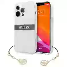 Чехол Guess Brown Strap Charm для iPhone 13 Pro Transparent (GUHCP13LKB4GBR)