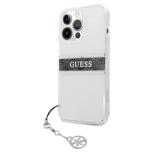 Чехол Guess Grey Strap Charm для iPhone 13 Pro Transparent (GUHCP13LKB4GGR)