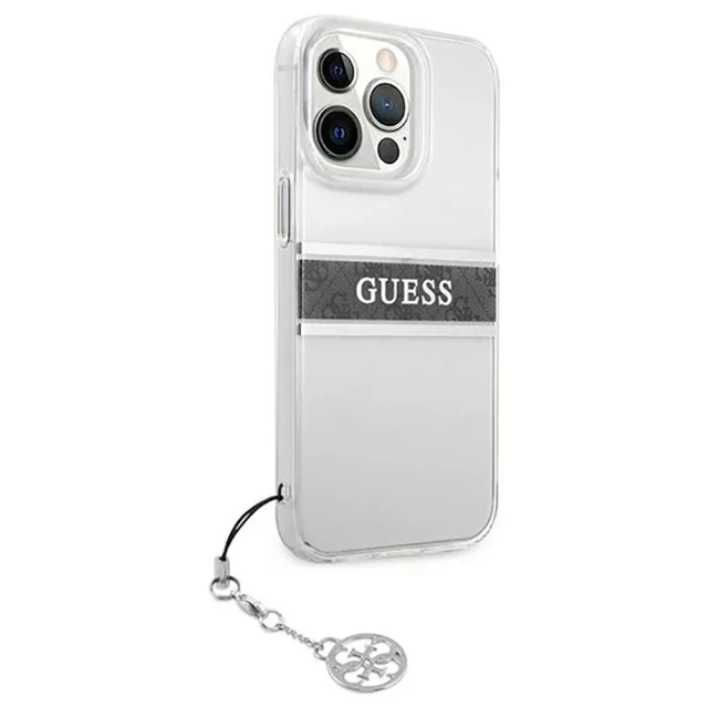 Чехол Guess Grey Strap Charm для iPhone 13 Pro Transparent (GUHCP13LKB4GGR)