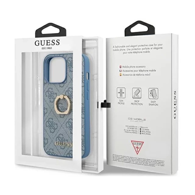 Чохол Guess 4G with Ring Stand для iPhone 13 Pro Max Blue (GUHCP13X4GMRBL)