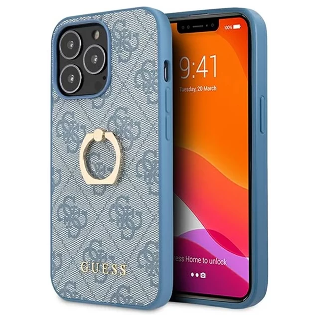 Чохол Guess 4G with Ring Stand для iPhone 13 Pro Max Blue (GUHCP13X4GMRBL)