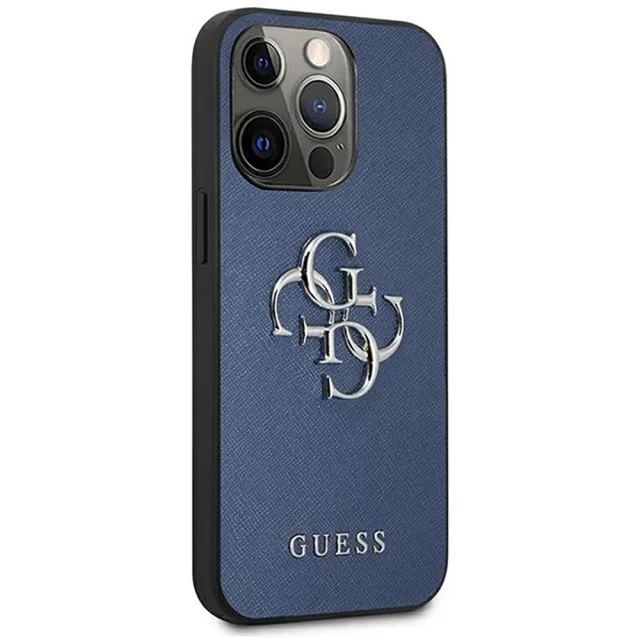 Чехол Guess Saffiano 4G Metal Logo для iPhone 13 Pro Max Blue (GUHCP13XSA4GSBL)