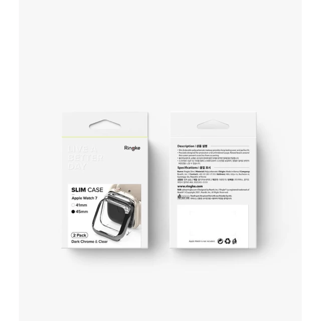 Комплект чохлів Ringke Slim для Apple Watch 45 mm Dark Chrome/Clear (2 Pack) (S58898RS)