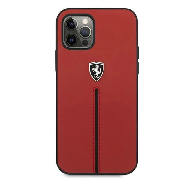 Чохол Ferrari для iPhone 12 | 12 Pro Off Track Leather Nylon Stripe Red (FEOMSHCP12MRE)