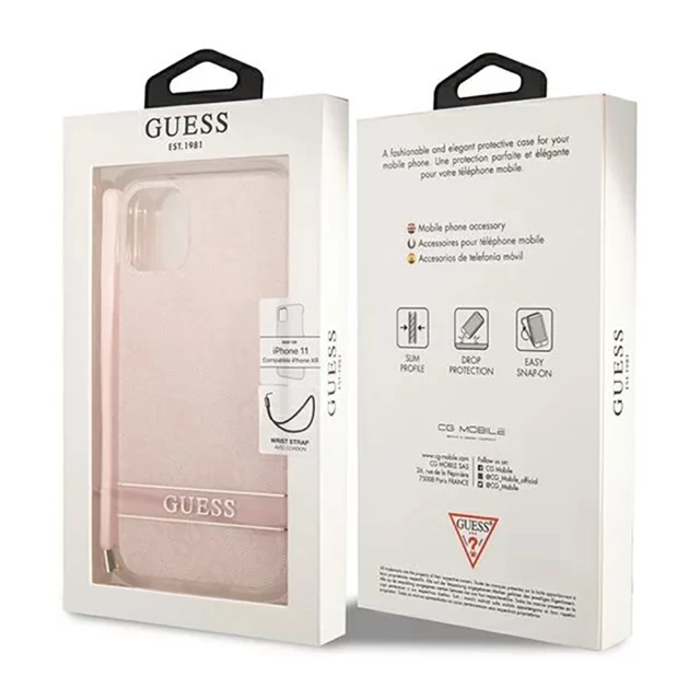 Чохол Guess 4G Print Strap для iPhone 11 Pink (GUOHCN61H4STP)