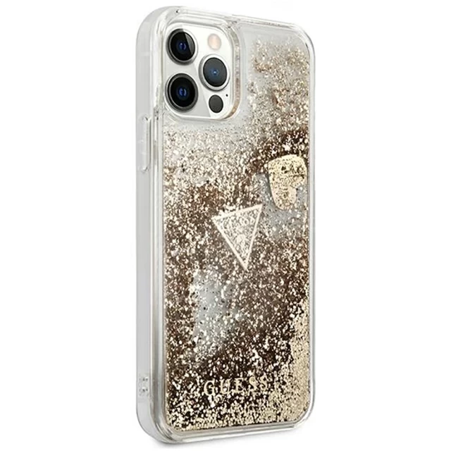 Чохол Guess Liquid Glitter Charms Cover для iPhone 12 | 12 Pro Gold (GUOHCP12MGLHFLGO)