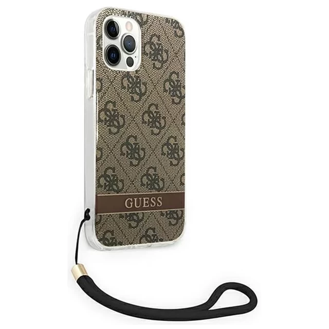 Чехол Guess 4G Print Strap для iPhone 12 | 12 Pro Brown (GUOHCP12MH4STW)