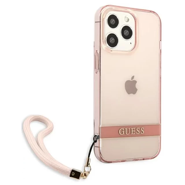 Чехол Guess Translucent Strap для iPhone 13 Pro Pink (GUHCP13LHTSGSP)