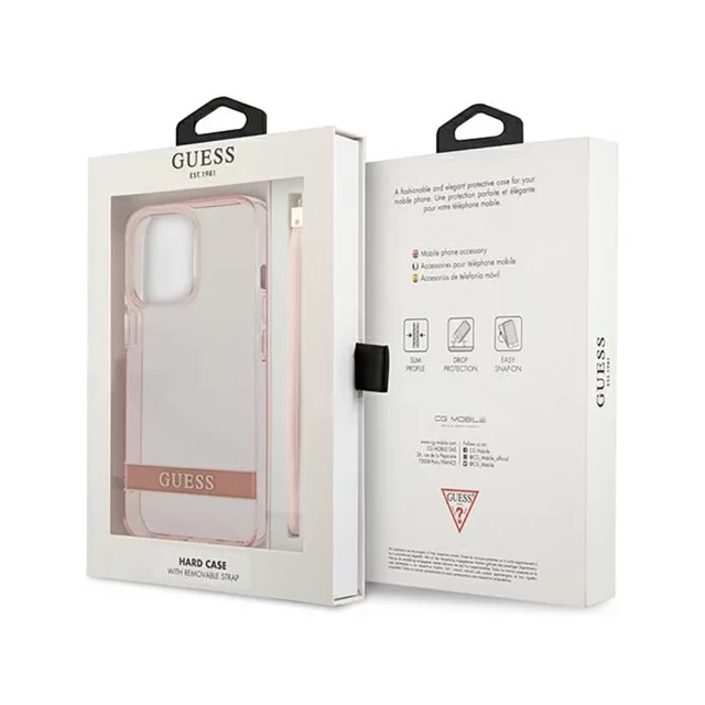 Чохол Guess Translucent Strap для iPhone 13 Pro Pink (GUHCP13LHTSGSP)