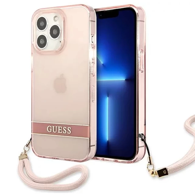 Чохол Guess Translucent Strap для iPhone 13 Pro Pink (GUHCP13LHTSGSP)