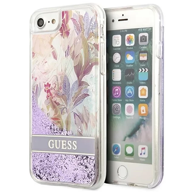 Чохол Guess Flower Liquid Glitter для iPhone SE 2020/8/7 Violet (GUHCI8LFLSU)