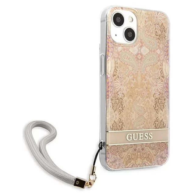 Чехол Guess Flower Strap для iPhone 13 Gold (GUHCP13MHFLSD)