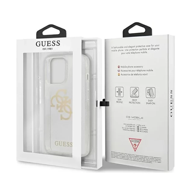 Чохол Guess Glitter 4G Big Logo для iPhone 13 Pro Transparent (GUHCP13LPCUGL4GTR)
