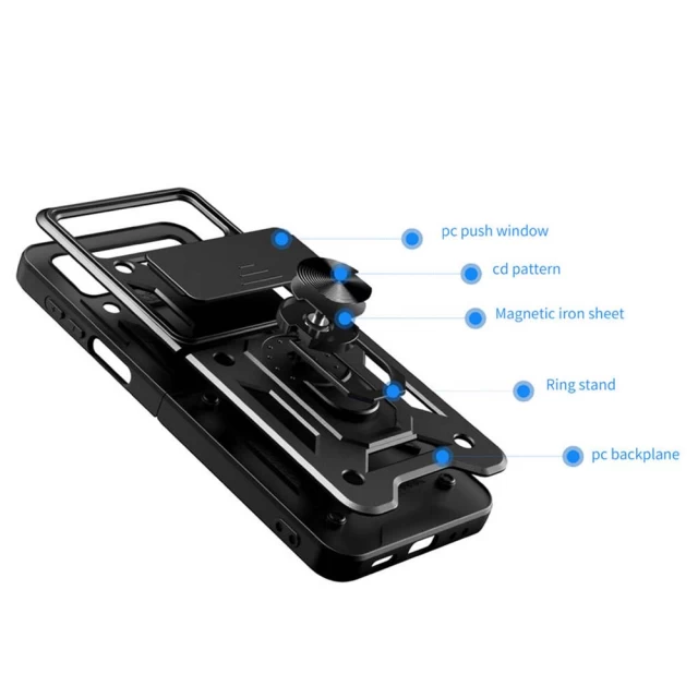 Чохол HRT Hybrid Armor Camshield для Samsung Galaxy Flip3 (F711) Black (9145576268155)