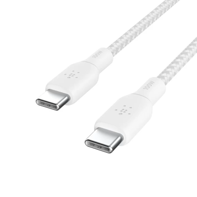 Кабель Belkin Braided USB-С to USB-С 2m 100W White (CAB014BT2MWH)