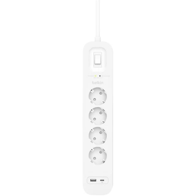 Сетевой удлинитель Belkin 4х220V/USB-A/USB-C Fast Charging 18W 2m White (SRB001VF2M)