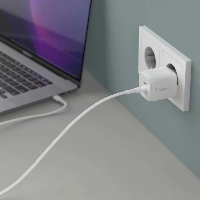 Мережевий зарядний пристрій Belkin PD 45W 2xUSB-C White (WCH011VFWH)