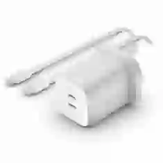 Сетевое зарядное устройство Belkin PD 65W 2xUSB-C with USB-С to USB-C Cable White (WCH013VF2MWH-B6)