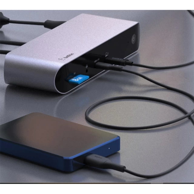 USB-хаб Belkin USB-C to 4xUSB-A/2xHDMI/Ethernet/USB-C/Thunderbolt 4/DC/Audio 3.5mm/SD Grey (INC006VFSGY)