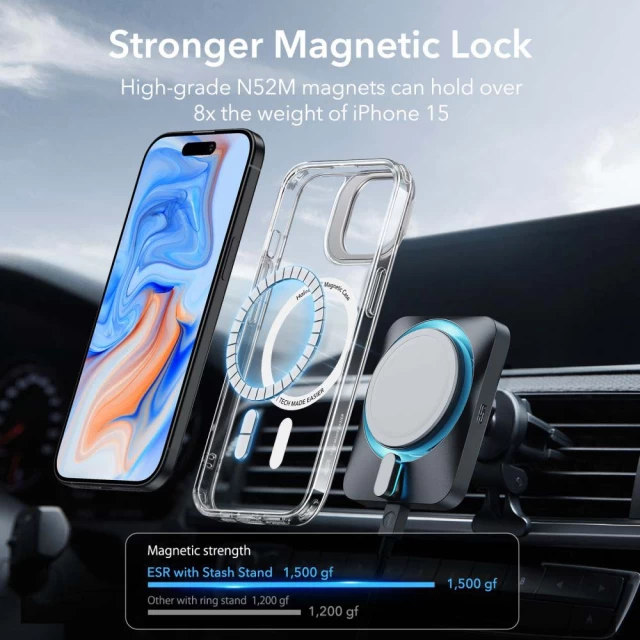 Чехол ESR Classic Kickstand Halolock для iPhone 15 Plus Clear with MagSafe (4894240176504)