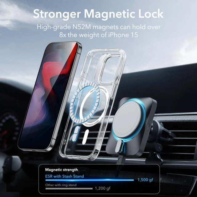 Чехол ESR Classic Kickstand Halolock для iPhone 15 Pro Clear with MagSafe (4894240176535)