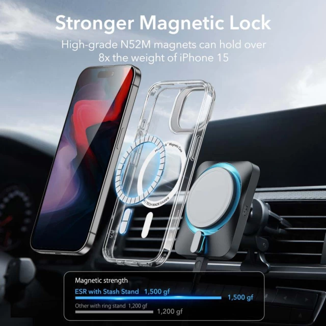 Чохол ESR Classic Kickstand Halolock для iPhone 15 Pro Max Clear with MagSafe (4894240176566)