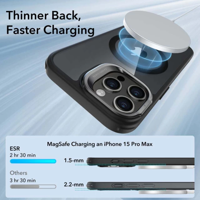 Чехол ESR Classic Kickstand Halolock для iPhone 15 Pro Max Clear Black with MagSafe (4894240176573)