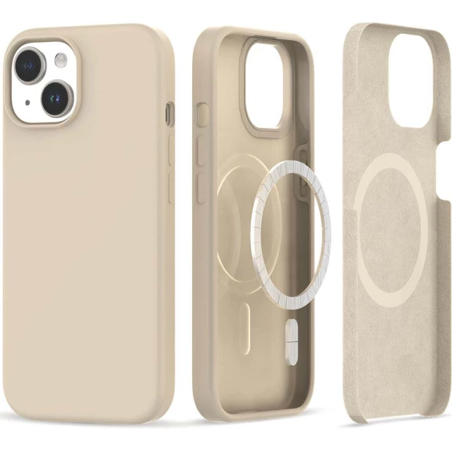Чохол Tech-Protect Silicone для iPhone 15 Sand Beige with MagSafe (9319456604214)