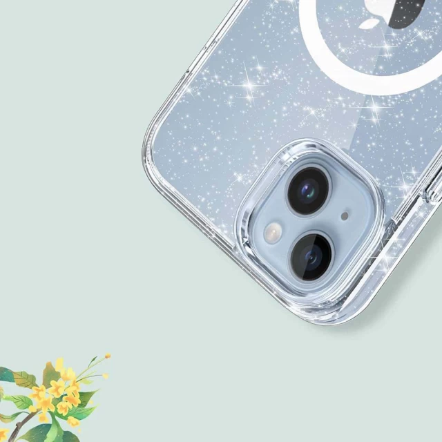 Чехол Tech-Protect Flexair Hybrid для iPhone 15 Pro Glitter Clear with MagSafe (9490713936405)
