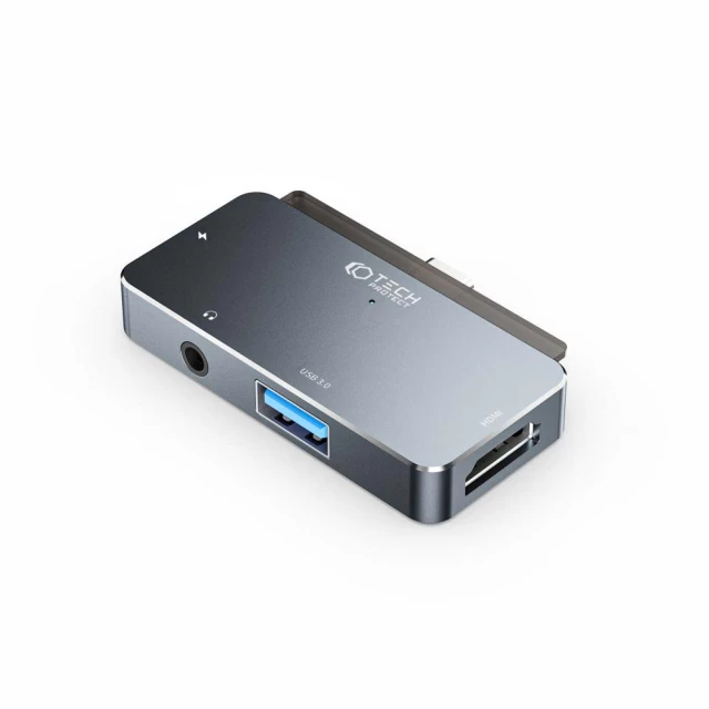 USB-хаб Tech-Protect V6-Hub Adapter 4in1 USB-A | USB-C PD 100W | HDMI 4K 30Hz | Mini Jack 3.5mm Grey (9490713931585)
