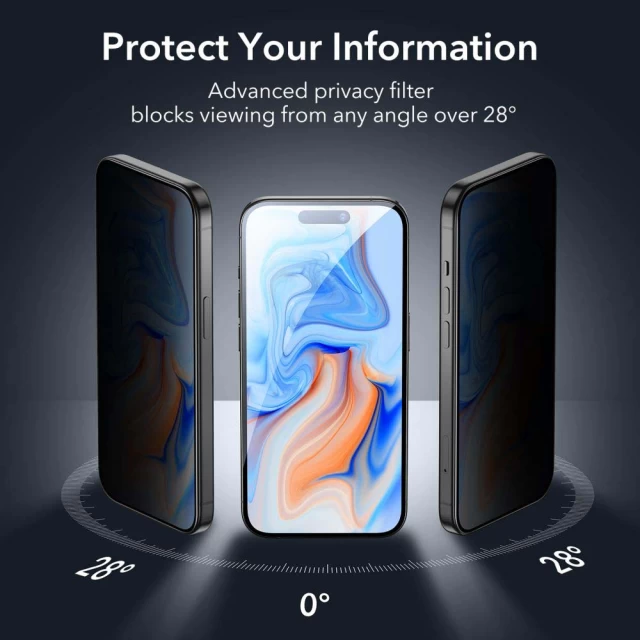 Защитное стекло ESR Tempered Glass для iPhone 15 Privacy (4894240174401)