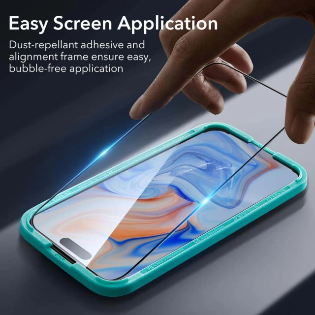 Защитное стекло ESR Tempered Glass для iPhone 15 Black (2 Pack) (4894240174203)
