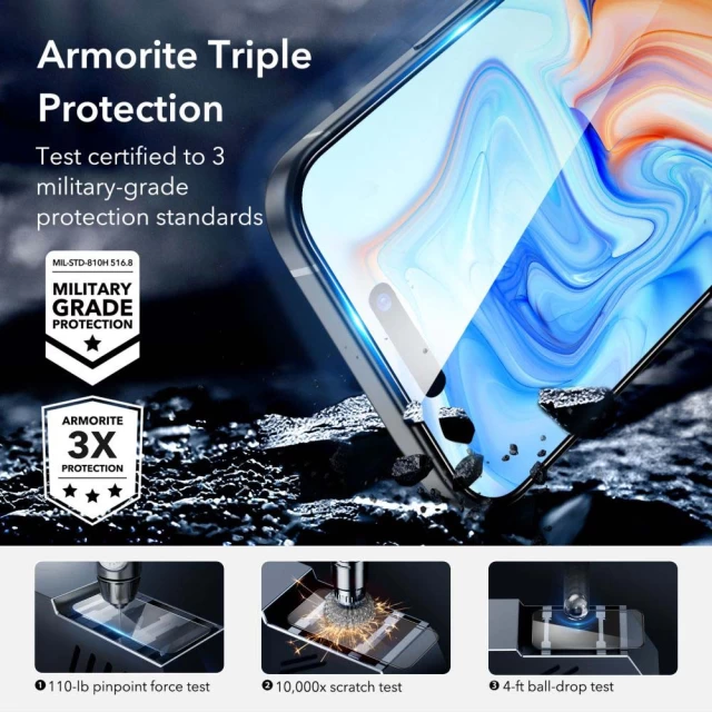 Защитное стекло ESR Armorite для iPhone 15 Plus Black (4894240174388)