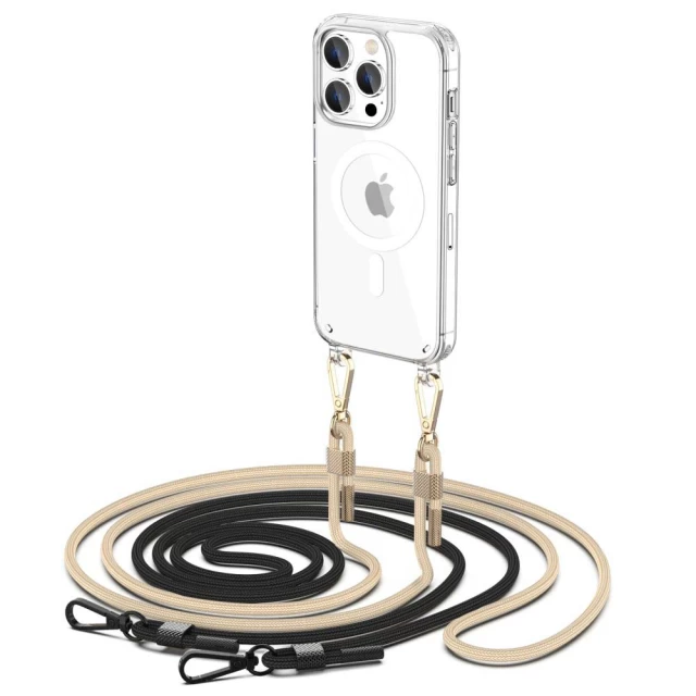 Чехол Tech-Protect Flexair Chain для iPhone 15 Pro Max Clear with Black Beige Twine with MagSafe (9319456603873)