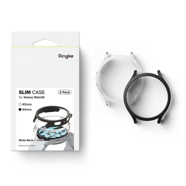 Чохол Ringke Slim для Samsung Galaxy Watch 6 44 mm Clear Black (2 Pack) (8809919306386)