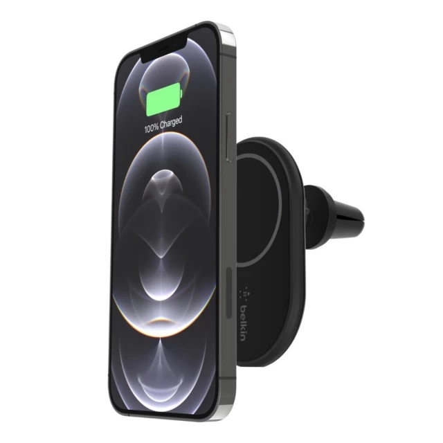 Автодержатель с функцией беспроводной зарядки Belkin Car Mount Magnetic Charging Qi 10W Black with USB-C Cable with MagSafe (WIC004BTBK)