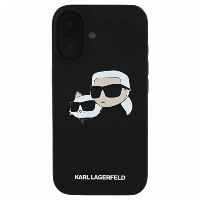 Чохол Karl Lagerfeld Silicone Karl & Choupette Head для iPhone 16 Plus Black with MagSafe (KLHMP16MSKCHPPLK)