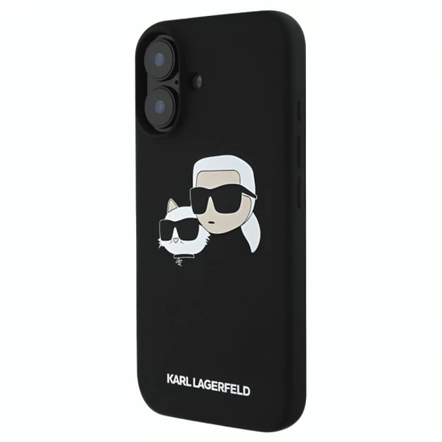 Чехол Karl Lagerfeld Silicone Karl & Choupette Head для iPhone 16 Plus Black with MagSafe (KLHMP16MSKCHPPLK)