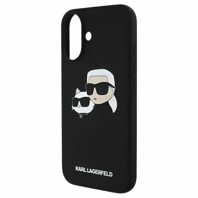 Чехол Karl Lagerfeld Silicone Karl & Choupette Head для iPhone 16 Plus Black with MagSafe (KLHMP16MSKCHPPLK)