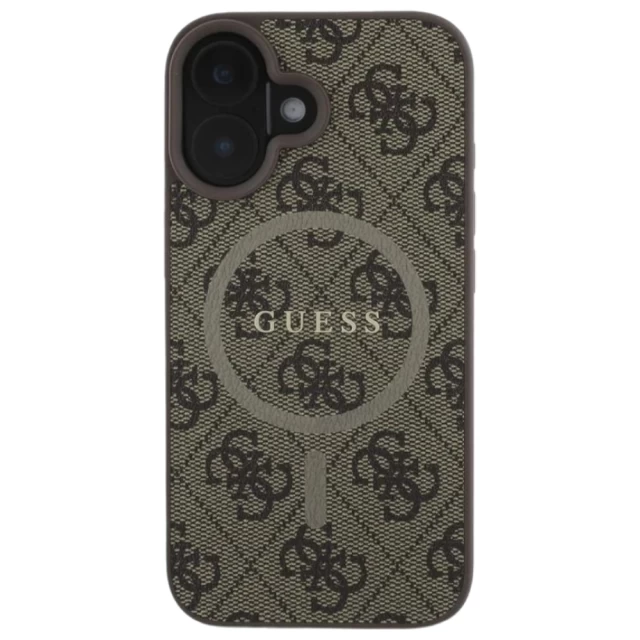 Чехол Guess 4G Collection Leather Metal Logo для iPhone 16 Brown with MagSafe (GUHMP16SG4GFRW)