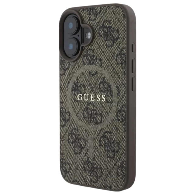 Чехол Guess 4G Collection Leather Metal Logo для iPhone 16 Brown with MagSafe (GUHMP16SG4GFRW)