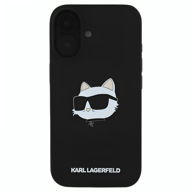 Чехол Karl Lagerfeld Silicone Choupette Head для iPhone 16 Black with MagSafe (KLHMP16SSCHPPLK)