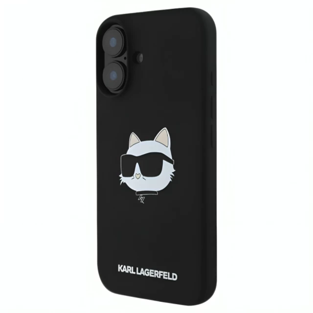 Чехол Karl Lagerfeld Silicone Choupette Head для iPhone 16 Black with MagSafe (KLHMP16SSCHPPLK)