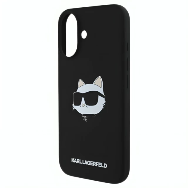 Чехол Karl Lagerfeld Silicone Choupette Head для iPhone 16 Black with MagSafe (KLHMP16SSCHPPLK)