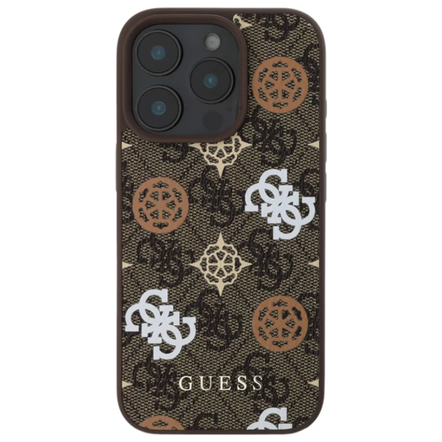 Чехол Guess Peony On 4G Background для iPhone 16 Pro Brown with MagSafe (GUHMP16LP4PWPW)