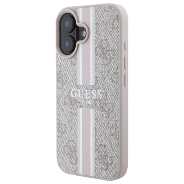 Чохол Guess 4G Printed Stripes для iPhone 16 Pink with MagSafe (GUHMP16SP4RPSP)